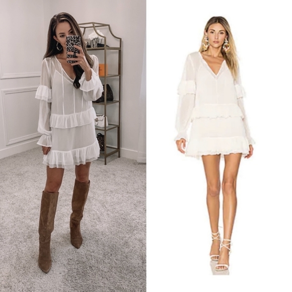 Tularosa Darla Ruffle Sheer Mini Dress Cloud Cream - Picture 2 of 9